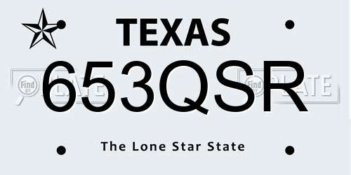 653QSR Texas License Plate