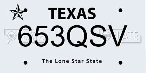 653QSV Texas License Plate