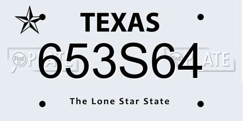 653S64 Texas License Plate