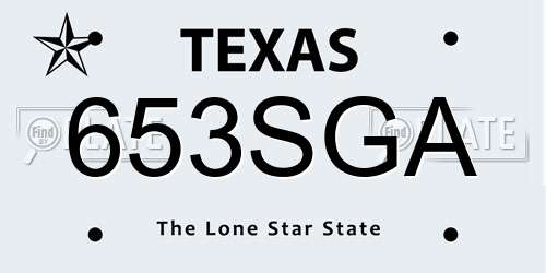 653SGA Texas License Plate