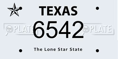 6542 Texas License Plate