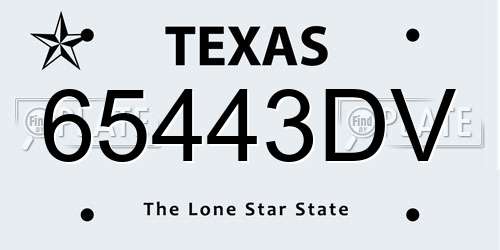 65443DV Texas License Plate