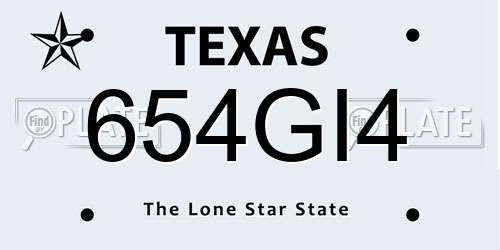 654GI4 Texas License Plate