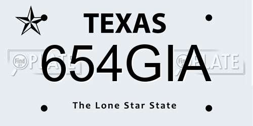654GIA Texas License Plate