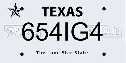 654IG4 Texas License Plate
