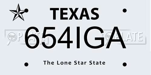 654IGA Texas License Plate