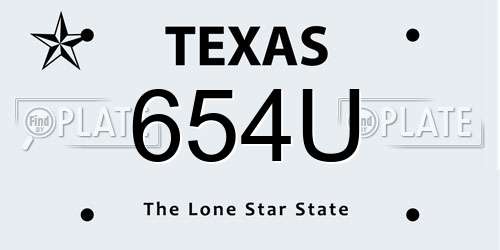 654U Texas License Plate