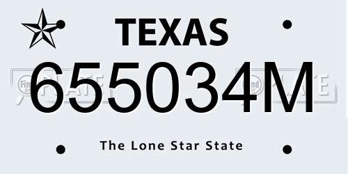 655034M Texas License Plate