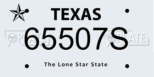 65507S Texas License Plate