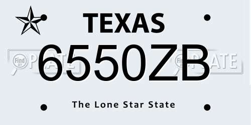 6550ZB Texas License Plate