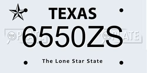 6550ZS Texas License Plate
