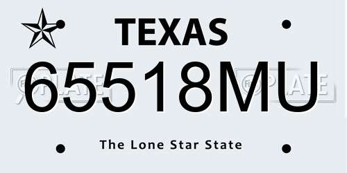 65518MU Texas License Plate