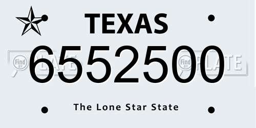 6552500 Texas License Plate