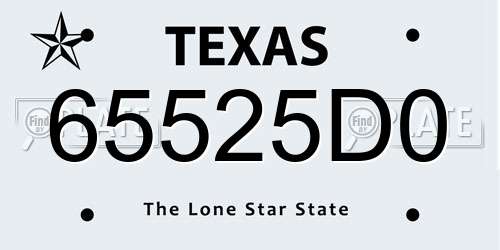65525D0 Texas License Plate