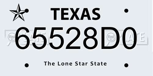 65528D0 Texas License Plate
