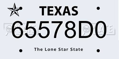 65578D0 Texas License Plate
