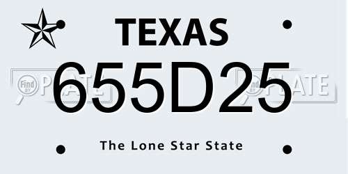 655D25 Texas License Plate