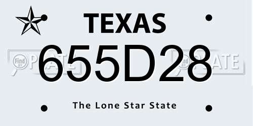 655D28 Texas License Plate
