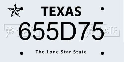 655D75 Texas License Plate