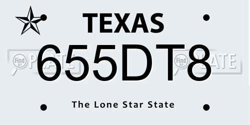 655DT8 Texas License Plate