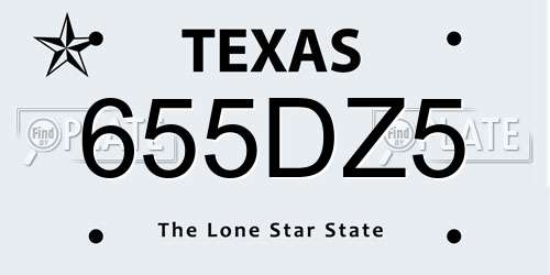 655DZ5 Texas License Plate