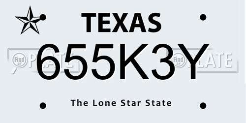 655K3Y Texas License Plate