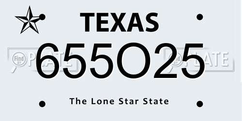 655O25 Texas License Plate