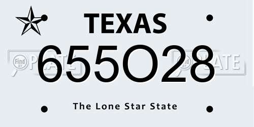 655O28 Texas License Plate