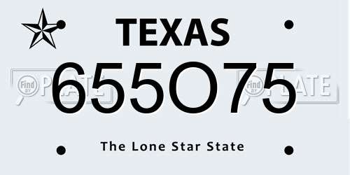 655O75 Texas License Plate