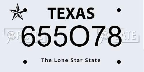 655O78 Texas License Plate