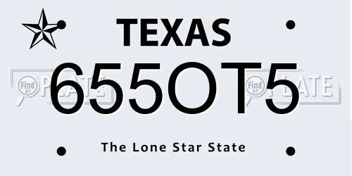 655OT5 Texas License Plate