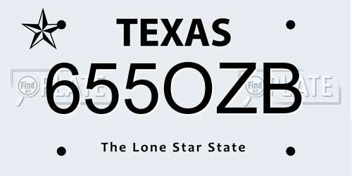 655OZB Texas License Plate