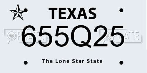 655Q25 Texas License Plate