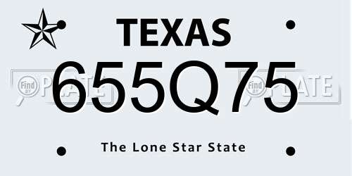 655Q75 Texas License Plate