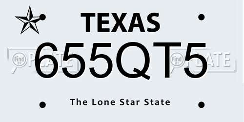 655QT5 Texas License Plate