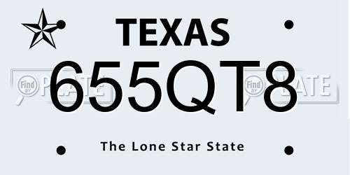 655QT8 Texas License Plate