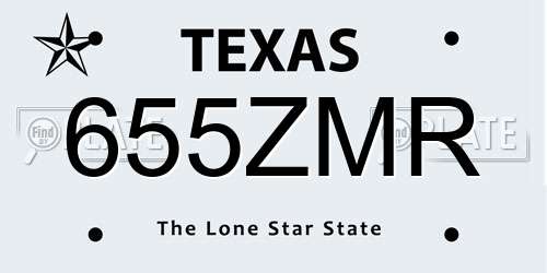 655ZMR Texas License Plate
