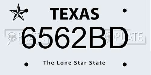 6562BD Texas License Plate