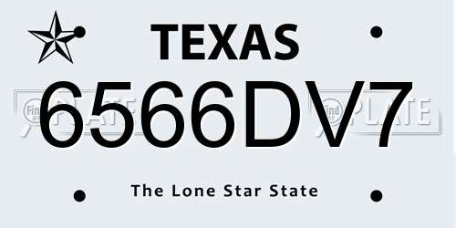 6566DV7 Texas License Plate