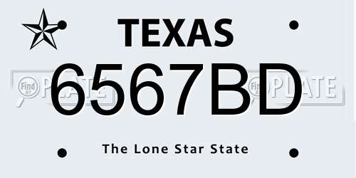 6567BD Texas License Plate