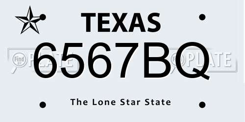 6567BQ Texas License Plate