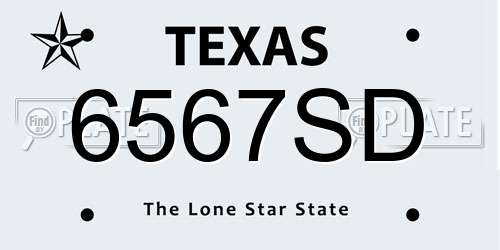 6567SD Texas License Plate