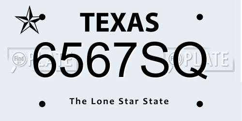 6567SQ Texas License Plate