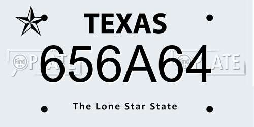 656A64 Texas License Plate