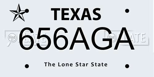 656AGA Texas License Plate