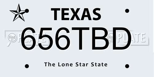 656TBD Texas License Plate