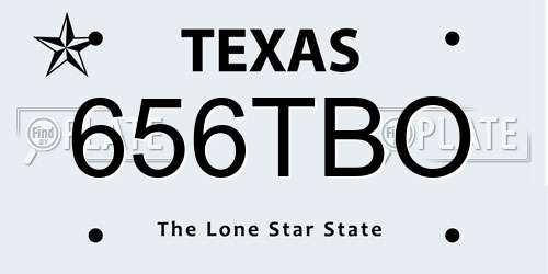 656TBO Texas License Plate