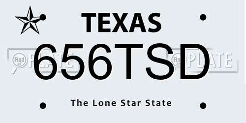 656TSD Texas License Plate