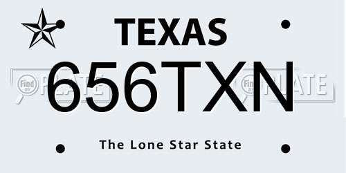 656TXN Texas License Plate