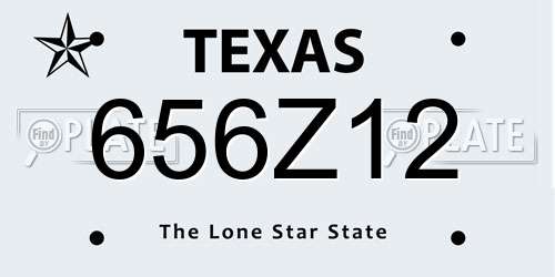 656Z12 Texas License Plate